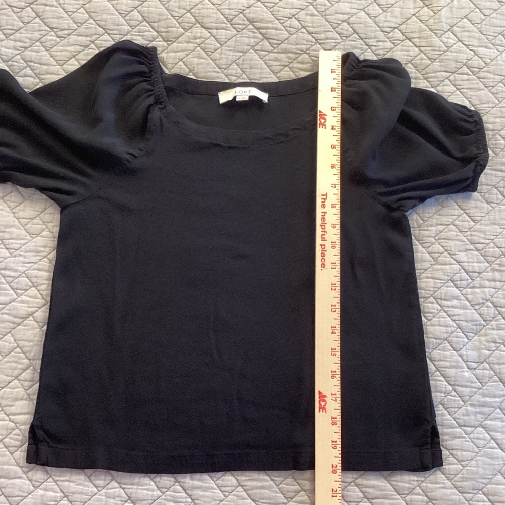 LOFT Black Puff Short Sleeve Blouse Sz XS - Picture 8 of 11